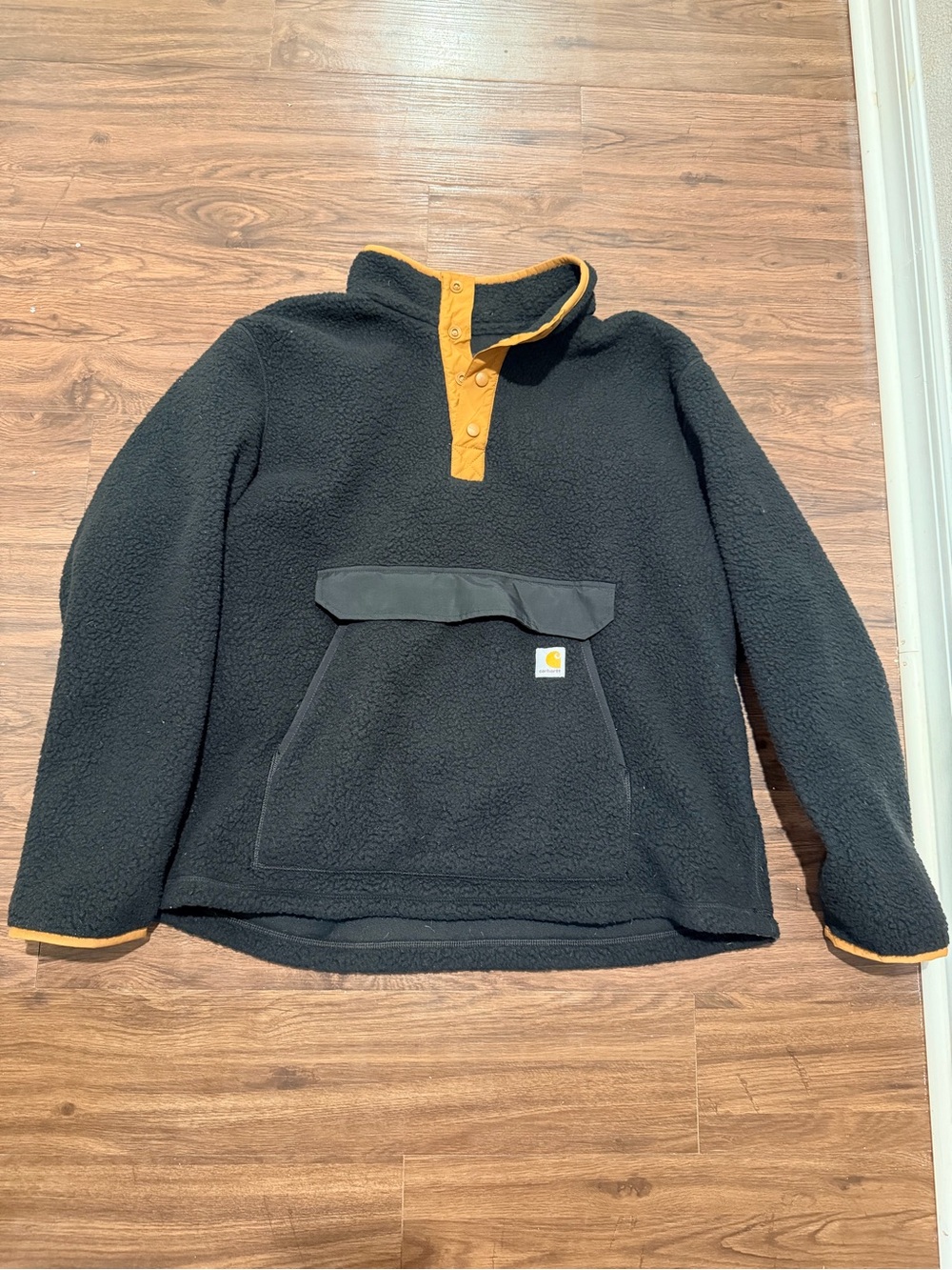 Carhartt Men’s Black Crewneck Fleece with Gold Accents